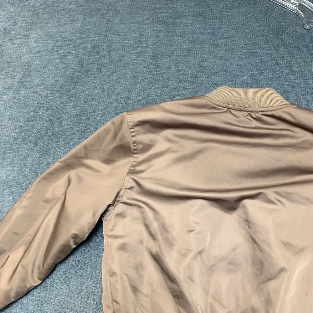 Abercrombie Kids Bomber Jacket Boys 5-6 Brown Fleece Lined Ribbed Hem Full Zip